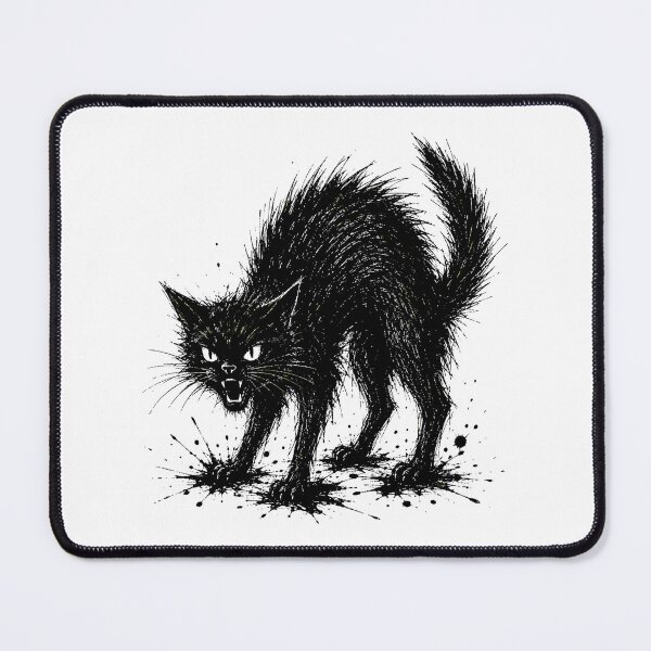 Item preview, Hissing Gothic Black Cat Grungy Spooky Occult designed and sold by chattsuede.