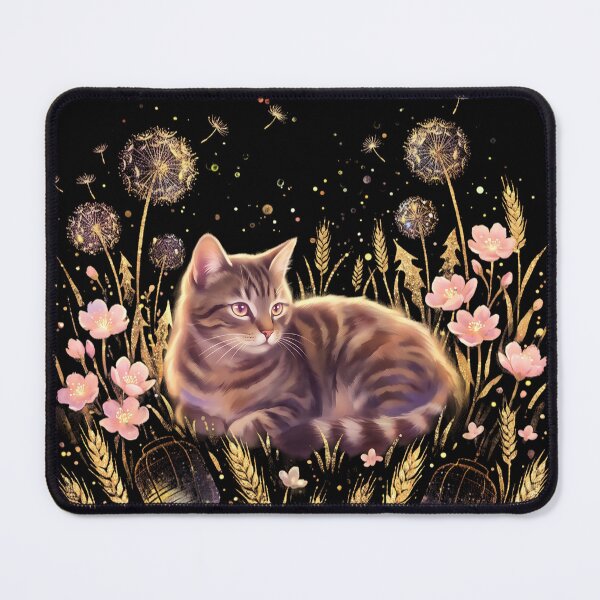Item preview, Magical Tabby Cat in Wheat Field: Glowing Dandelions & Lanterns designed and sold by CuteKats.