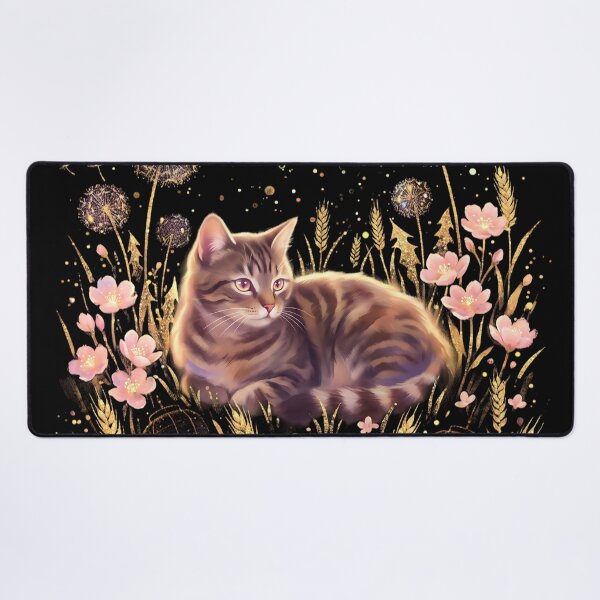 Item preview, Magical Tabby Cat in Wheat Field: Glowing Dandelions & Lanterns designed and sold by CuteKats.