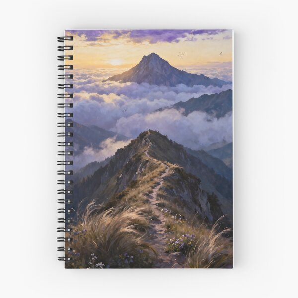 Item preview, Mountain Sunrise Trail Landscape with Clouds and Wildflowers designed and sold by stylishdzign.