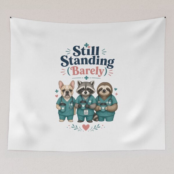 Item preview, Still Standing (Barely) | Funny Healthcare Worker Shirt designed and sold by justsuestudio.