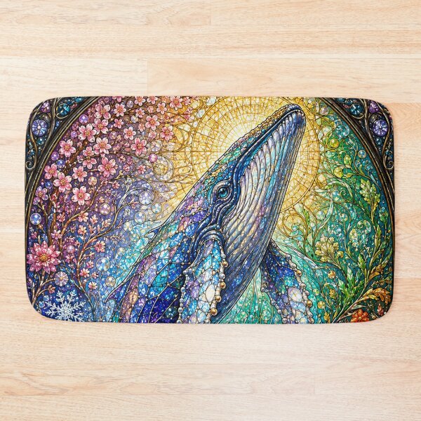 Item preview, The Whale of the Four Seasons – Giant of the Oceans in Stained Glass designed and sold by Pixel Sakura Gallery.