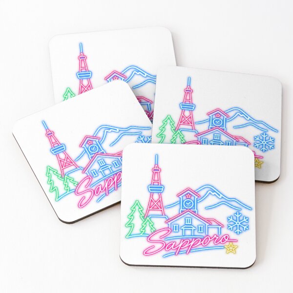 Item preview, Sapporo Japan Neon Sign – Retro Japanese City Travel Graphic | Hokkaido Vintage designed and sold by アミヤジャ.