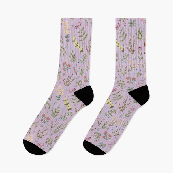 Item preview, Hand Drawn Cottage Garden Flowers on Light Purple designed and sold by KSimpson838.