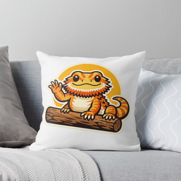 Item preview, Bearded Dragon Waving Hello Beardie on a Log designed and sold by eignvalue.