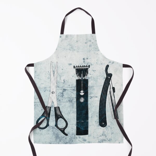 Item preview, Blue-tinted Vintage Barber Tools Shears Clipper and Razor designed and sold by Ghoul Enterprises.