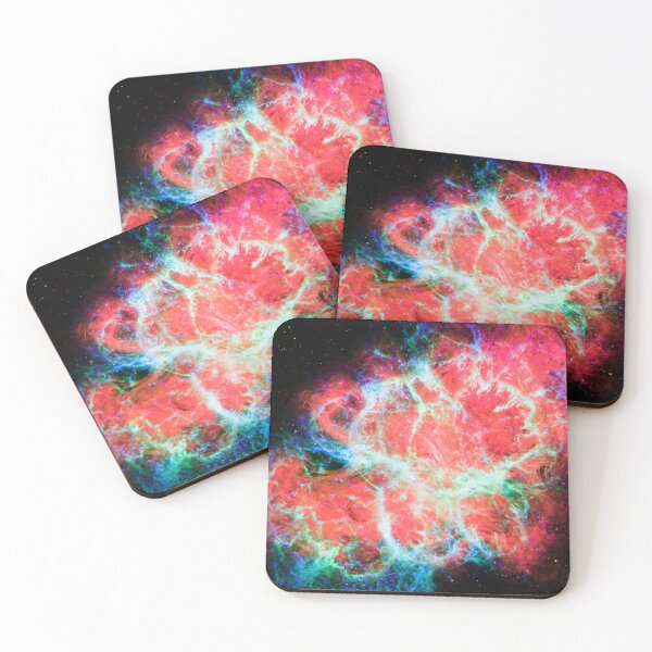 Item preview, Bright Coral Rainbow Galaxy Crab Nebula - Cosmic JWST Print designed and sold by 2sweetsDesign.
