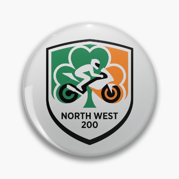 Item preview, North West 200 Irish Road Racing Shamrock Shield Motorcycle Emblem designed and sold by KiwiRider.