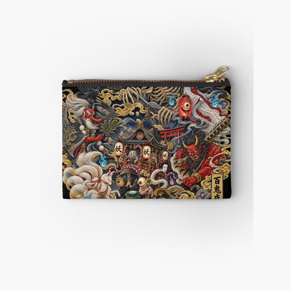 Item preview, Japanese Yokai Parade T-Shirt – Hyakki Yagyo Night Parade, Japanese Folklore & Oni Embroidery Art designed and sold by アミヤジャ.