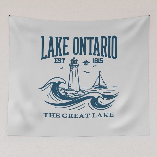 Item preview, Lake Ontario Lighthouse Waves Nautical Great Lakes Escape designed and sold by FreshVibe Prints.