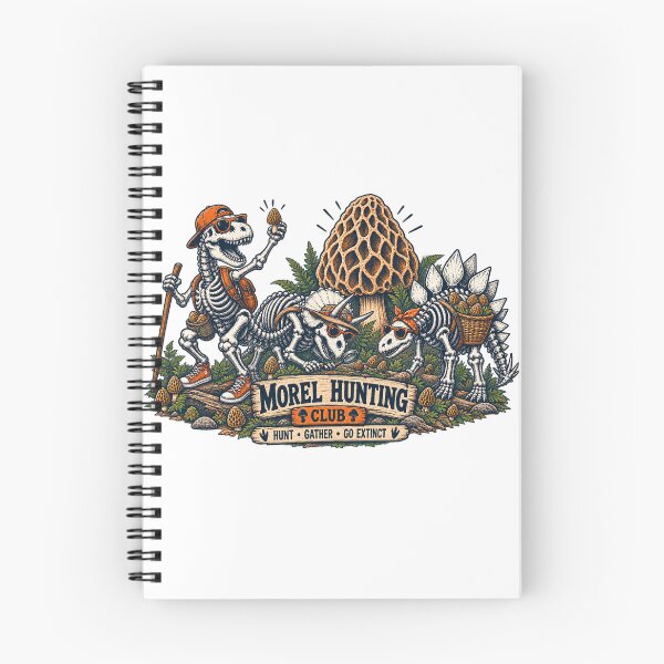 Item preview, Morel Hunting Club Skeleton Dinosaurs Hunt Gather Go Extinct Mushroom designed and sold by zhivago1980.