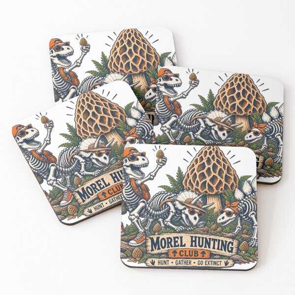Item preview, Morel Hunting Club Skeleton Dinosaurs Hunt Gather Go Extinct Mushroom designed and sold by zhivago1980.