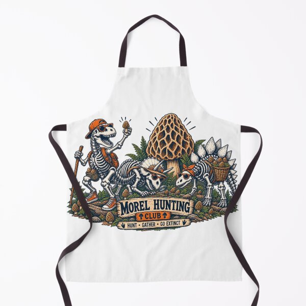 Item preview, Morel Hunting Club Skeleton Dinosaurs Hunt Gather Go Extinct Mushroom designed and sold by zhivago1980.