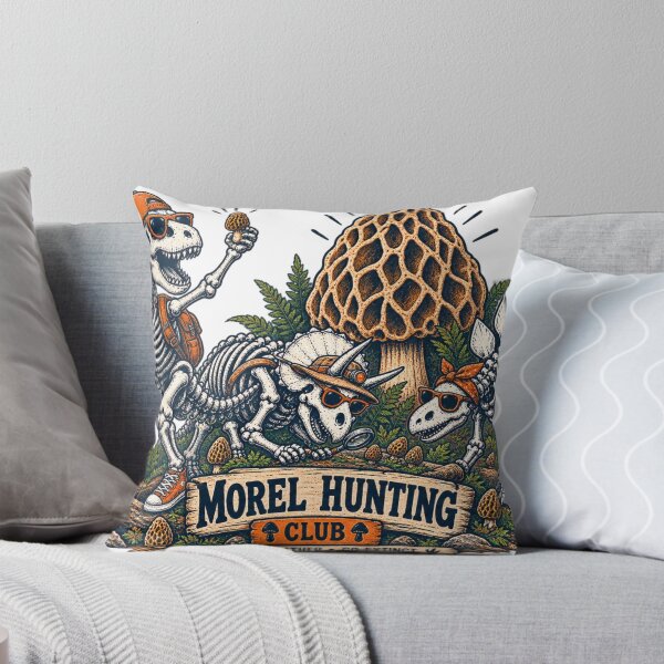 Item preview, Morel Hunting Club Skeleton Dinosaurs Hunt Gather Go Extinct Mushroom designed and sold by zhivago1980.