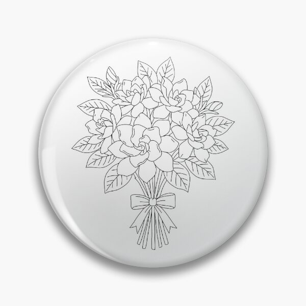 Item preview, Gardenia Bouquet Line Art Bridal Flower Bouquet Drawing  designed and sold by RareBotanical .