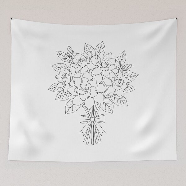 Item preview, Gardenia Bouquet Line Art Bridal Flower Bouquet Drawing  designed and sold by RareBotanical .