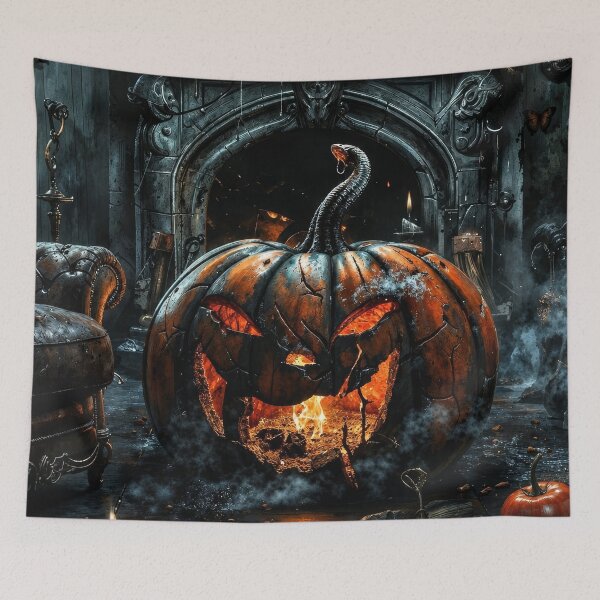 Item preview, Haunted Halloween Pumpkin – Gothic Jack O Lantern in Dark Manor designed and sold by DrakariArt.