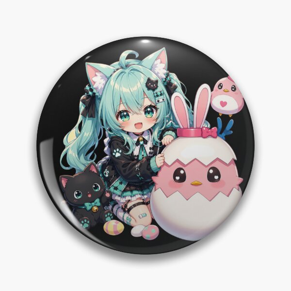 Artikelvorschau, Aqua Girl Mint Easter Egg – Anime Girl with Bunny Spring Design entworfen und verkauft von Revyra Design .