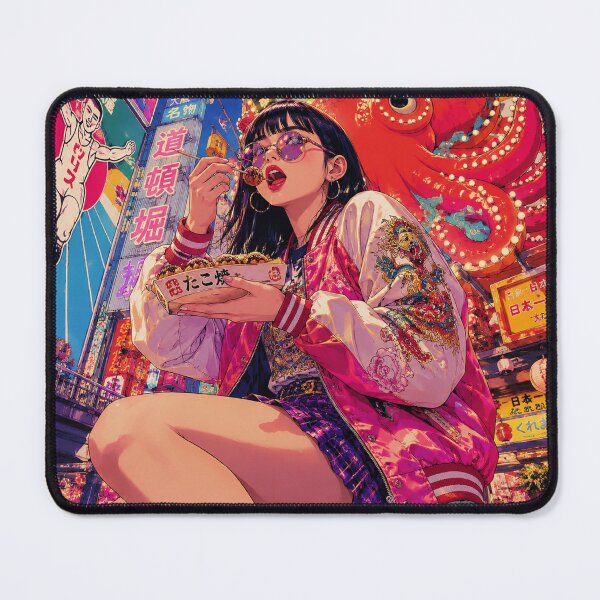 Item preview, Neon Dotonbori Nights – Retro Osaka Takoyaki Girl designed and sold by アミヤジャ.