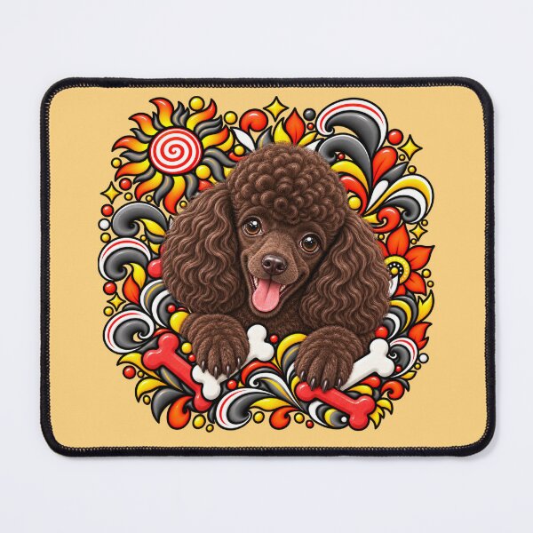 Item preview, Brown Poodle Floral Art - Bones & Swirls Decor designed and sold by PixelsPaws.