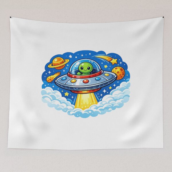 Item preview, Alien in Spaceship Cartoon designed and sold by ArtofDissent.