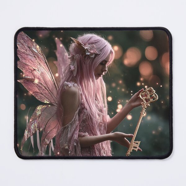 Item preview, Pink Fairy Holding Golden Enchanted Key designed and sold by Storybook Botanica.