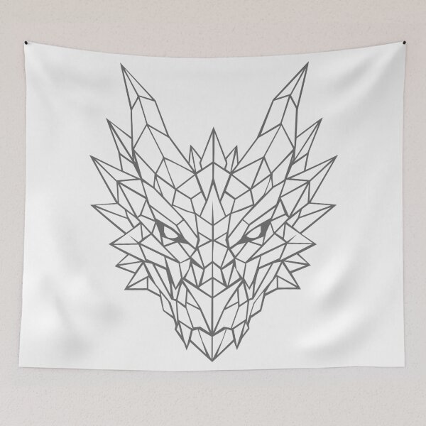 Item preview, Geometric Dragon | Minimalist Mythical Creature Line Art designed and sold by HexVoid.