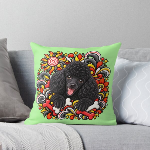 Item preview, Black Poodle Floral Art - Bones & Swirls Decor designed and sold by PixelsPaws.