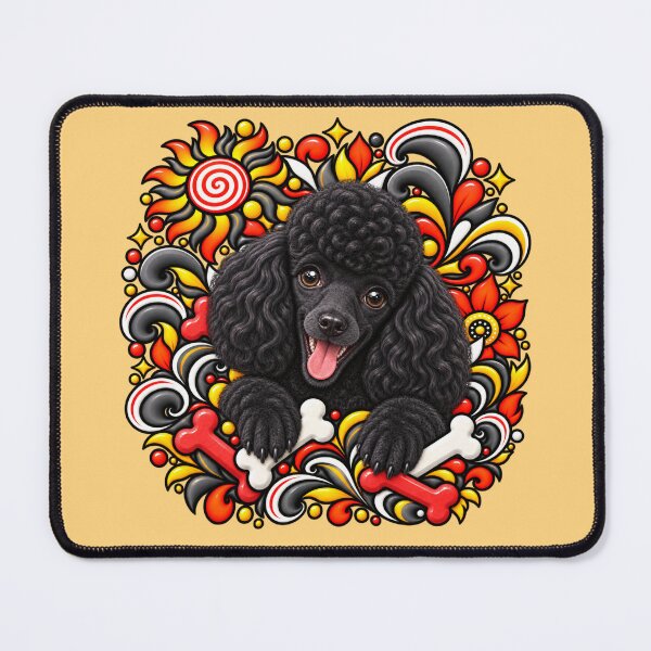 Item preview, Black Poodle Floral Art - Bones & Swirls Decor designed and sold by PixelsPaws.