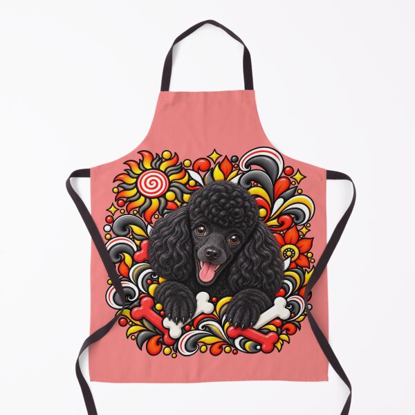 Aperçu de l'œuvre Décoration florale Caniche Noir - Os et spirales créée et vendue par PixelsPaws.