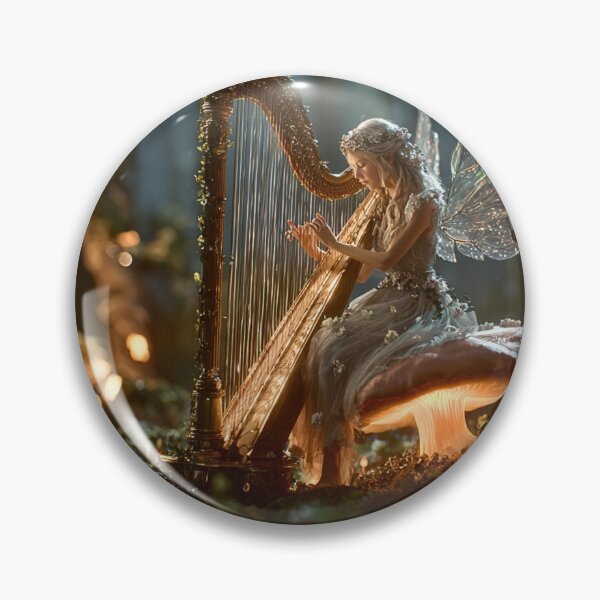 Item preview, Enchanted Fairy Playing Moonlit Harp designed and sold by Storybook Botanica.
