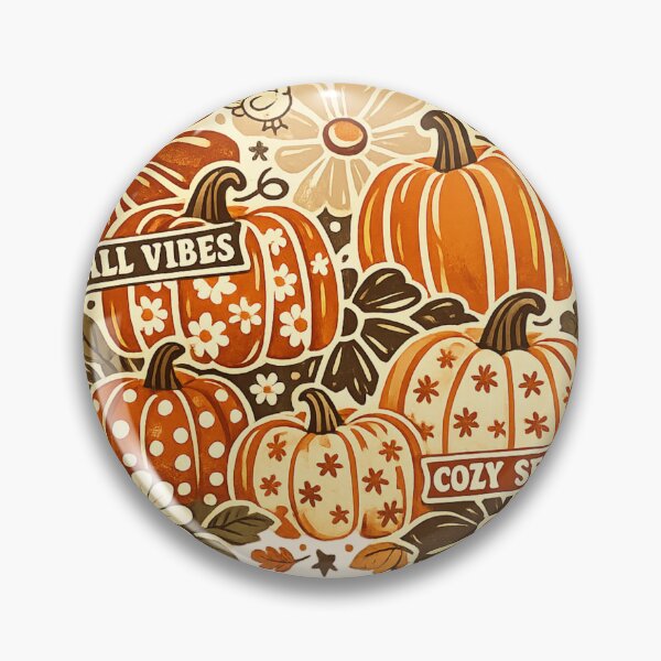Item preview, Retro Fall Vibes Cozy Season Pumpkin Thanksgiving Floral Typography Graphic designed and sold by PACS0011.