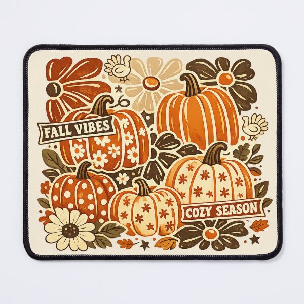 Item preview, Retro Fall Vibes Cozy Season Pumpkin Thanksgiving Floral Typography Graphic designed and sold by PACS0011.
