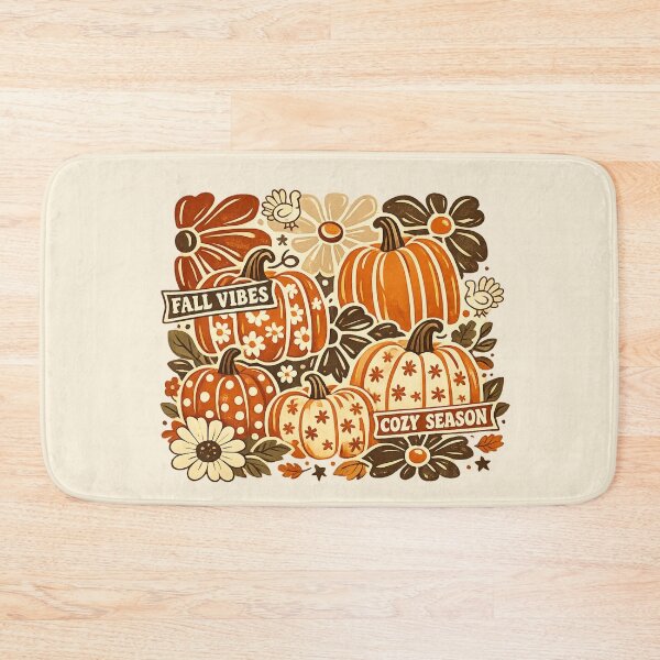 Item preview, Retro Fall Vibes Cozy Season Pumpkin Thanksgiving Floral Typography Graphic designed and sold by PACS0011.