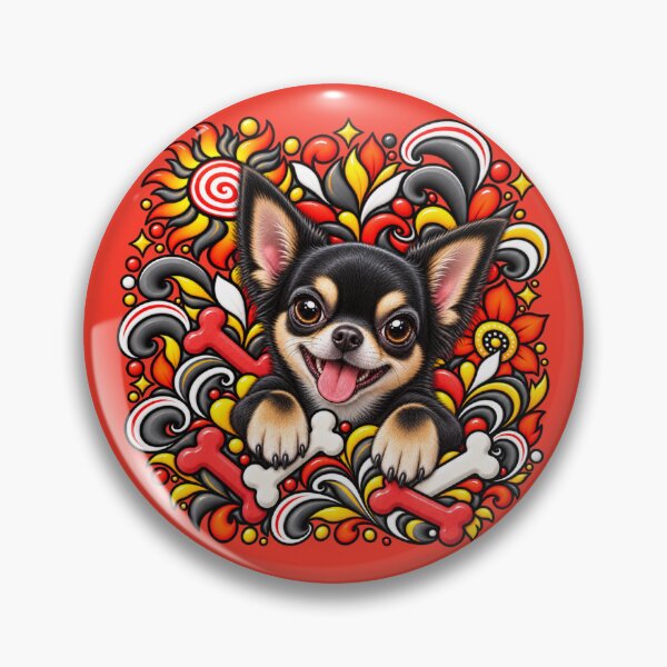 Item preview, Black Chihuahua Floral Art - Bones & Swirls Decor designed and sold by PixelsPaws.