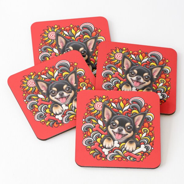 Item preview, Black Chihuahua Floral Art - Bones & Swirls Decor designed and sold by PixelsPaws.