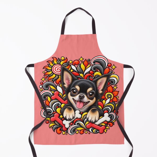 Item preview, Arte floral de chihuahua negro - Decoración de huesos y espirales designed and sold by PixelsPaws.