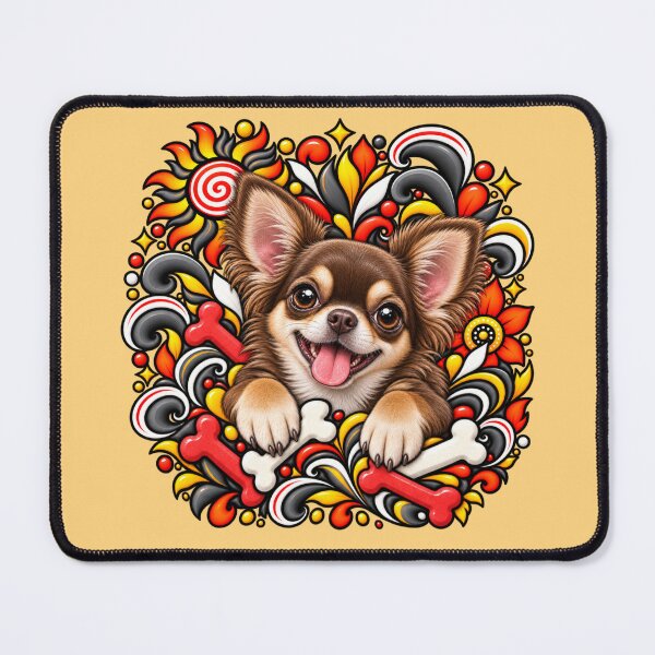Item preview, Brown Chihuahua Floral Art - Bones & Swirls Decor designed and sold by PixelsPaws.