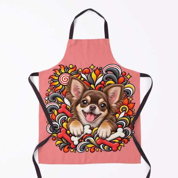 Artikelvorschau, Blumenkunst mit braunem Chihuahua – Bones & Swirls Decor entworfen und verkauft von PixelsPaws.