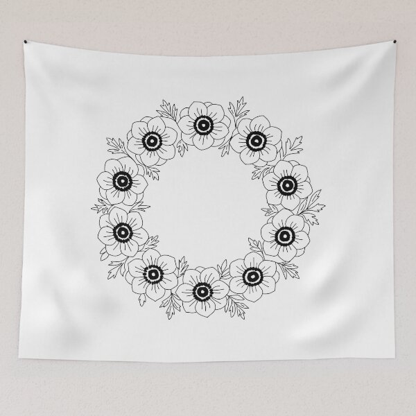 Item preview, Anemone Flower Wreath Line Art Minimalist Floral Crown  designed and sold by RareBotanical .