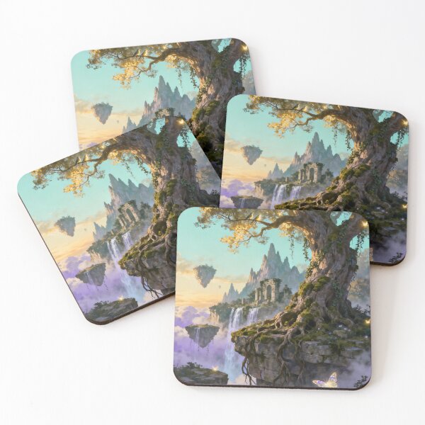 Item preview, Fantasy Floating Tree Island Landscape with Waterfalls designed and sold by stylishdzign.
