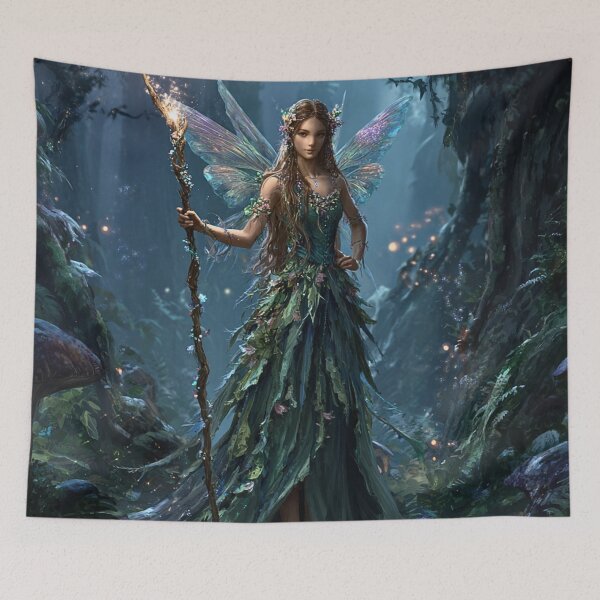 Item preview, Enchanted Forest Fairy With Magic Staff designed and sold by Storybook Botanica.