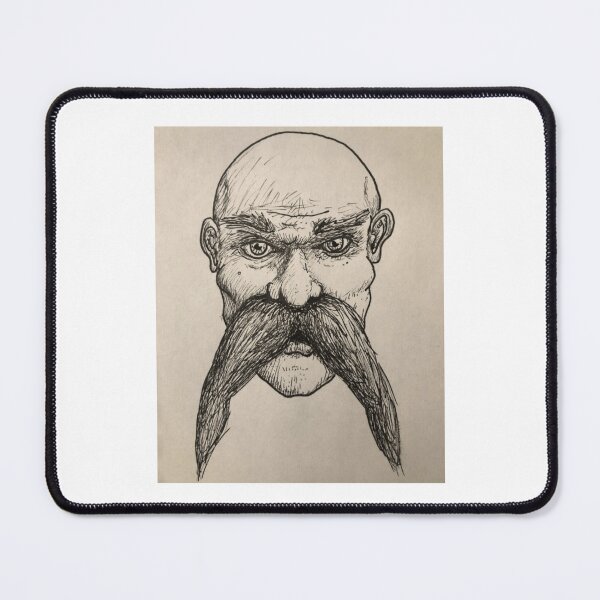 Item preview, Vintage Cossack Long Mustache Ink Drawing designed and sold by lmegder.