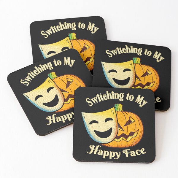 Item preview, Grumpy Jack O' Lantern Switching to My Happy Face Mask | Light Ink Edition designed and sold by SunandShade.