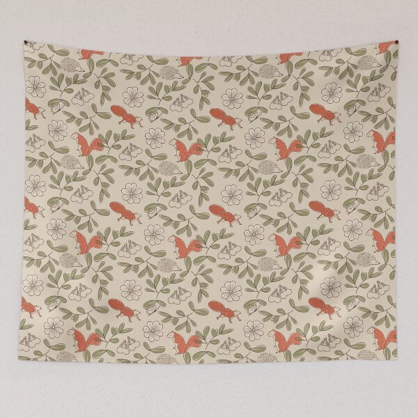 Item preview, Whimsical Woodland Forest Pattern – Squirrels, Hedgehogs & Florals designed and sold by MichalaPrints.