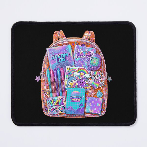 Item preview, Y2K Jelly Glitter Backpack - Holographic Dream Log & Tamagotchi Core designed and sold by LuxeBuzz.
