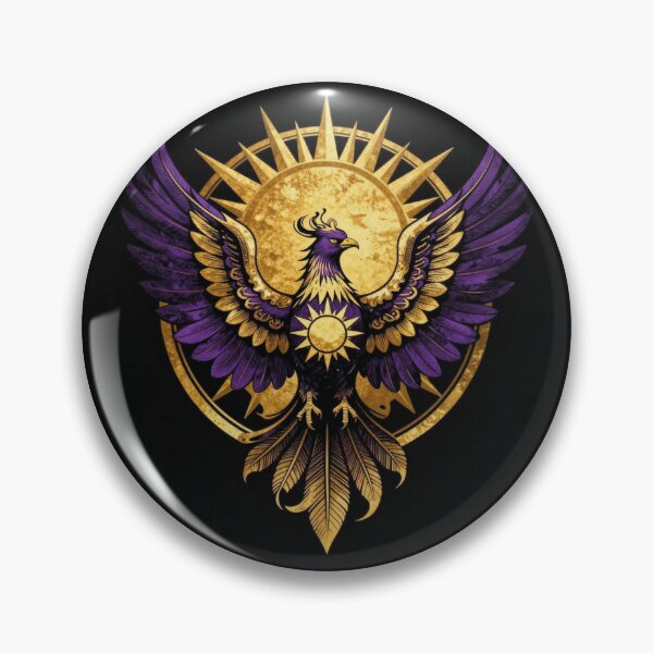 Item preview, Purple Phoenix Rising Golden Sun Heraldic Art designed and sold by WildArtIT.