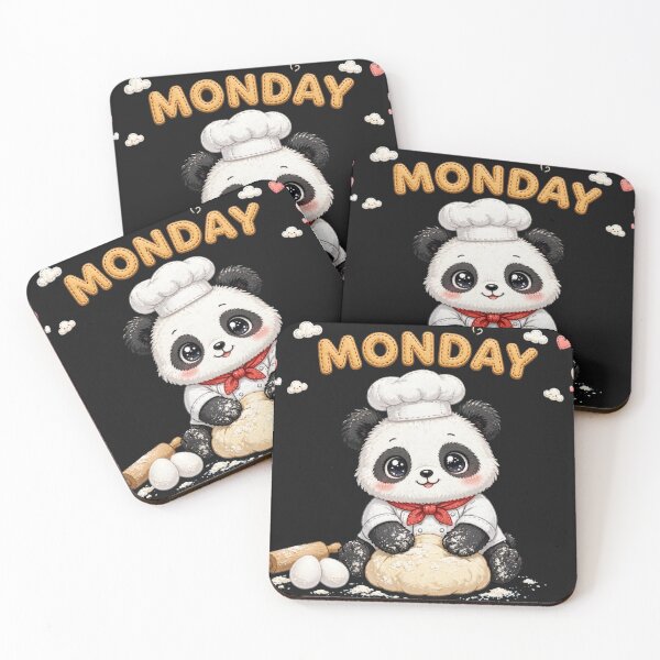 Item preview, Cute Panda Chef Baking Dough on Monday - Kawaii Kitchen Art designed and sold by Surviving Monday Club.