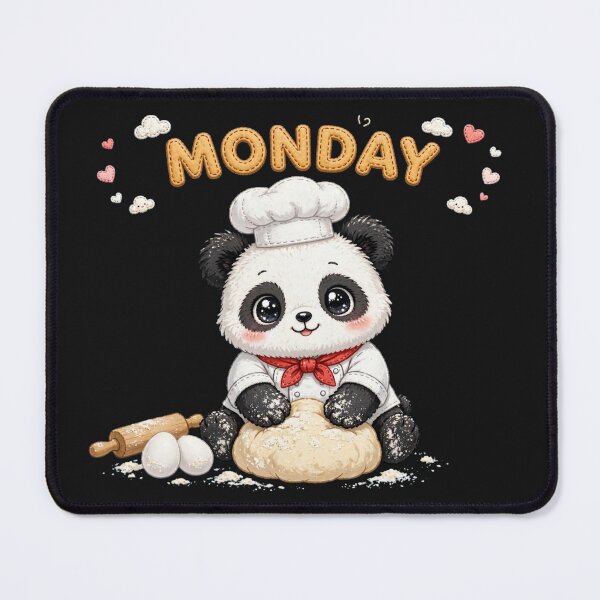 Item preview, Cute Panda Chef Baking Dough on Monday - Kawaii Kitchen Art designed and sold by Surviving Monday Club.