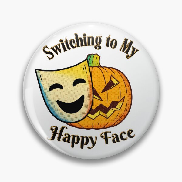 Item preview, Grumpy Jack O' Lantern Switching to My Happy Face Mask | Dark Ink Edition designed and sold by SunandShade.